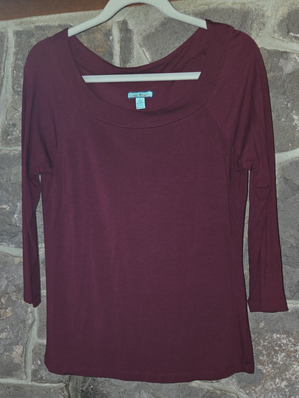 Scoop Neck Long Sleeve Top - Burgundy
